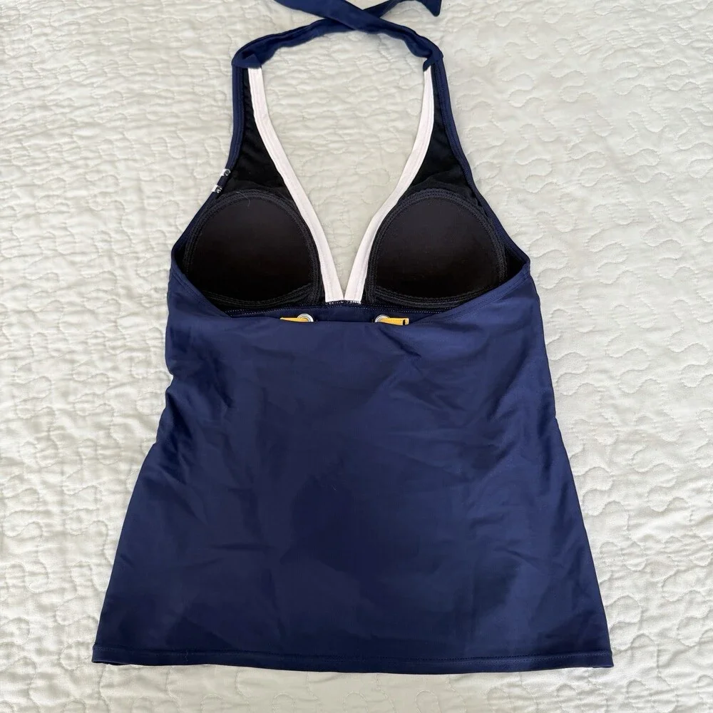 Nautica Women’s Halter Padded Tankini Top Size 6 C Navy/White/Yellow